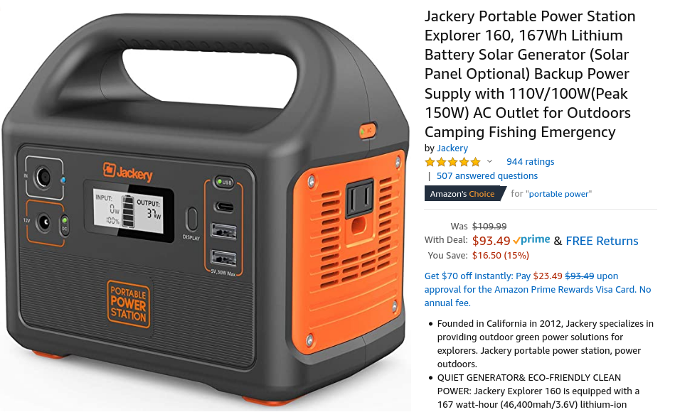 Jackery's Power Station Explorer 160 battery is now 93 on Amazon (17 off)
