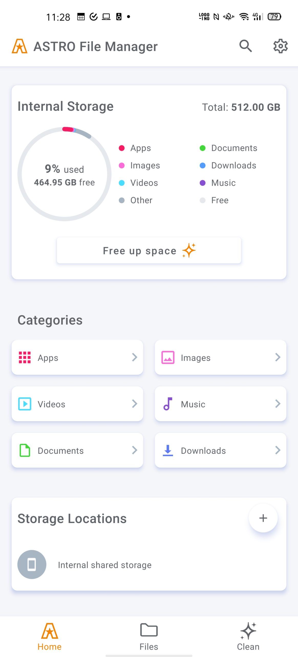 astro file manager internet history
