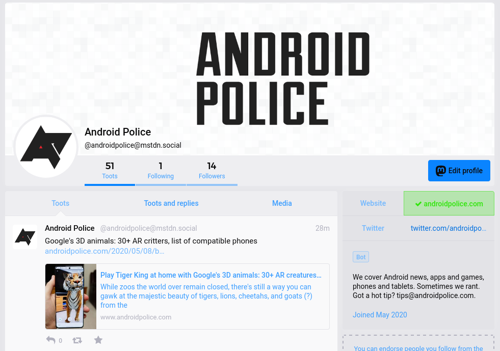 Android Police is now on the Mastodon social network