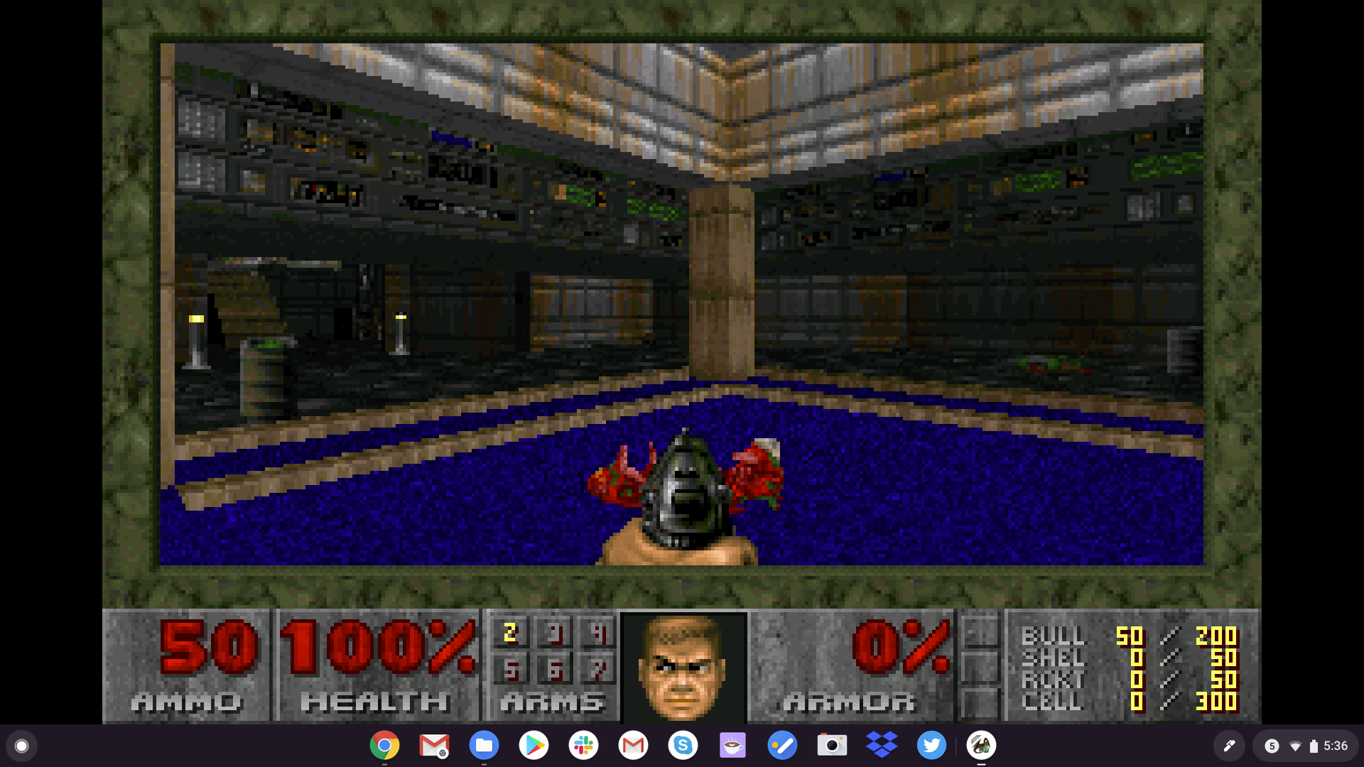 doom game running in dos emulator window on chromebook