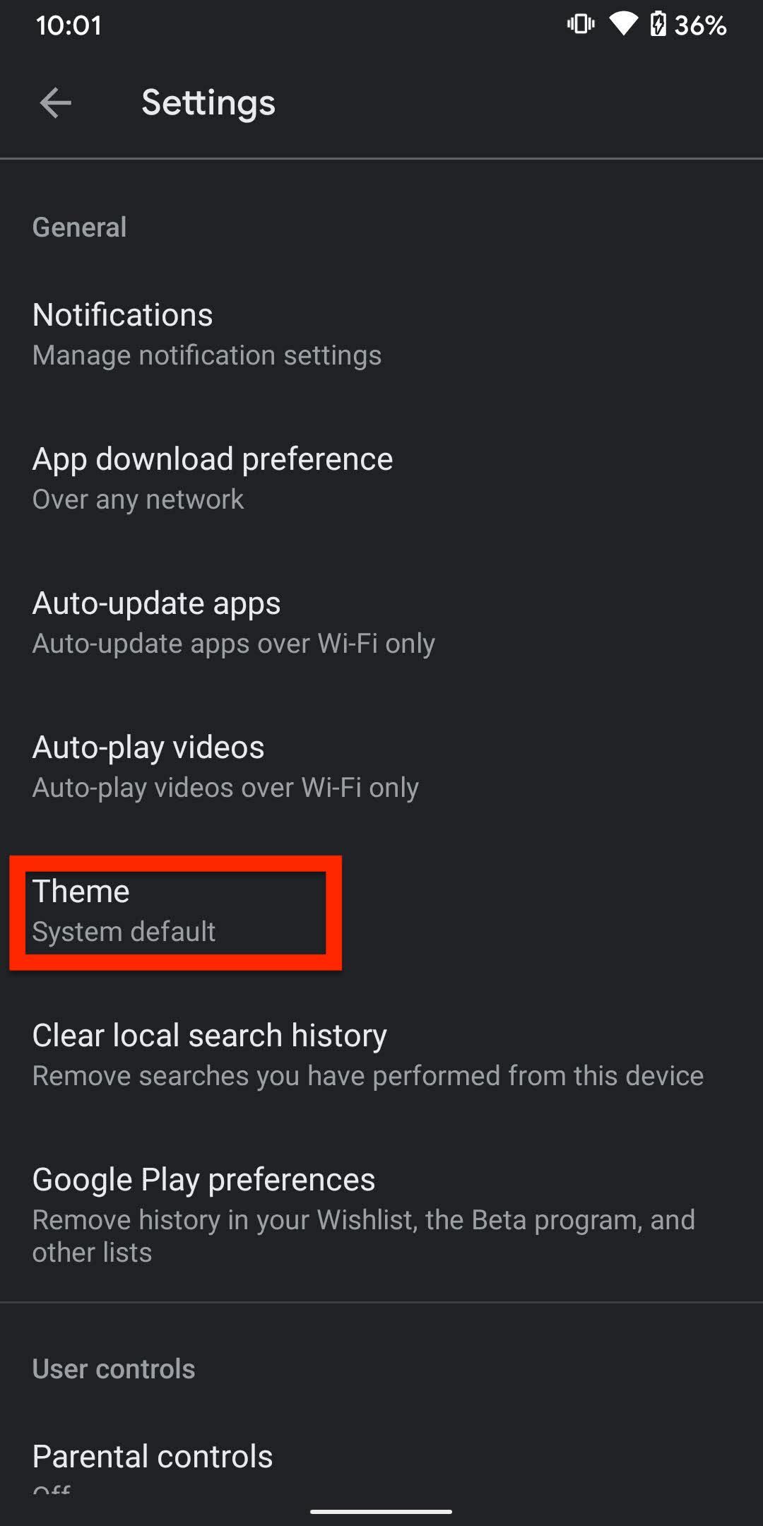 How to activate dark mode in the Google Play Store app