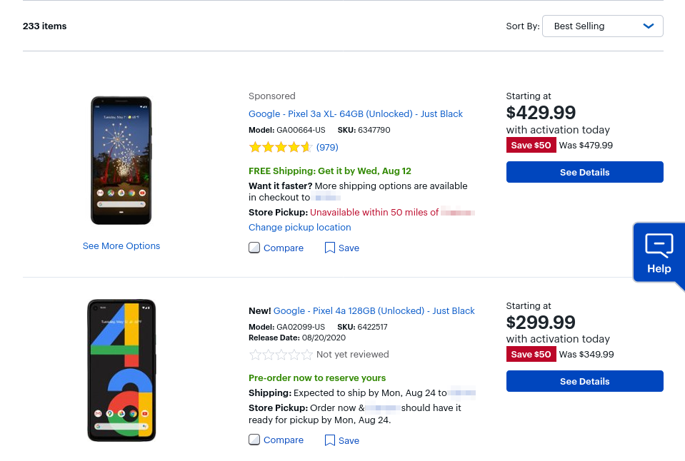 Google Pixel 4a bestselling unlocked smartphone at Amazon and
