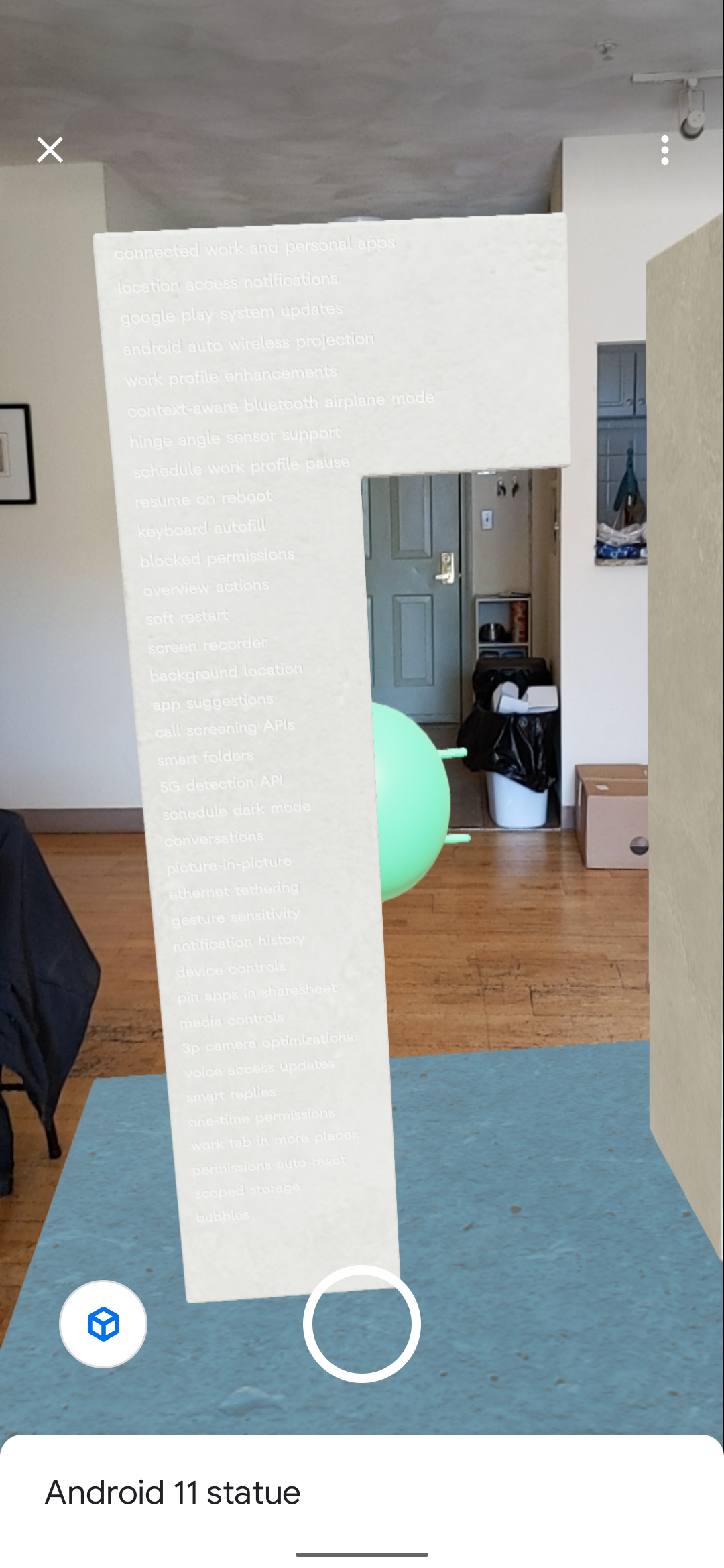 Boring-up your living room with Google's Android 11 statue, now in AR