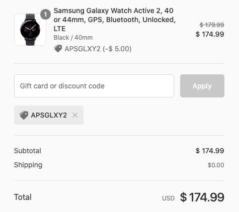 Samsung galaxy active 2 promo online code