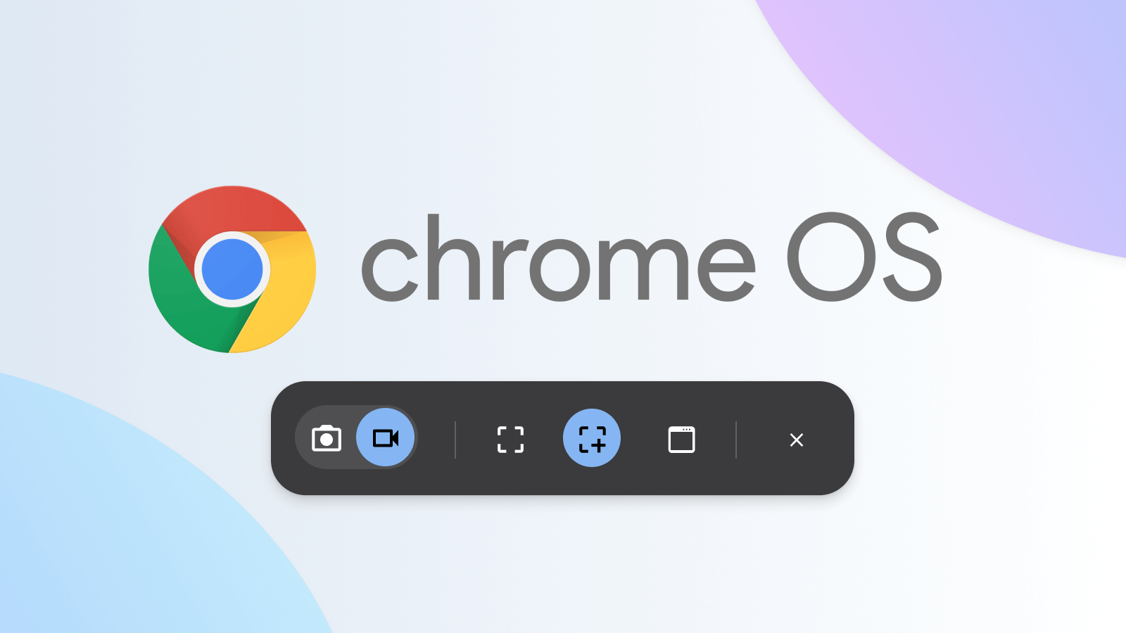 The ChromeOS logo with icons for the screen capture feature
