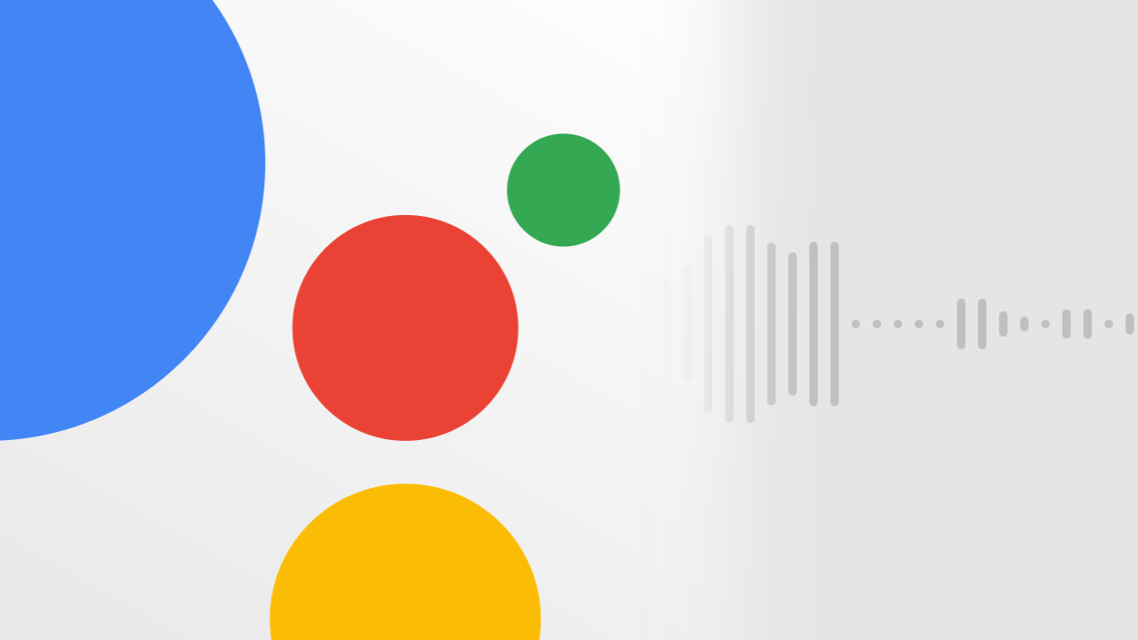 The Google Assistant logo against a gray background