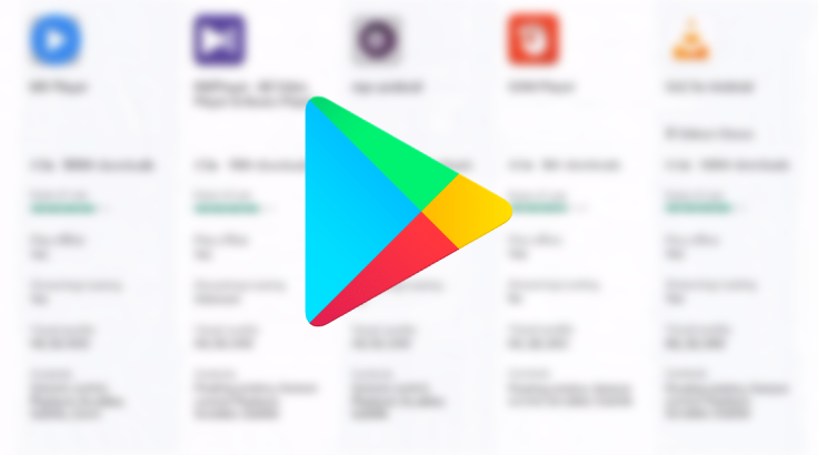 Play Store logo centered with blurry background