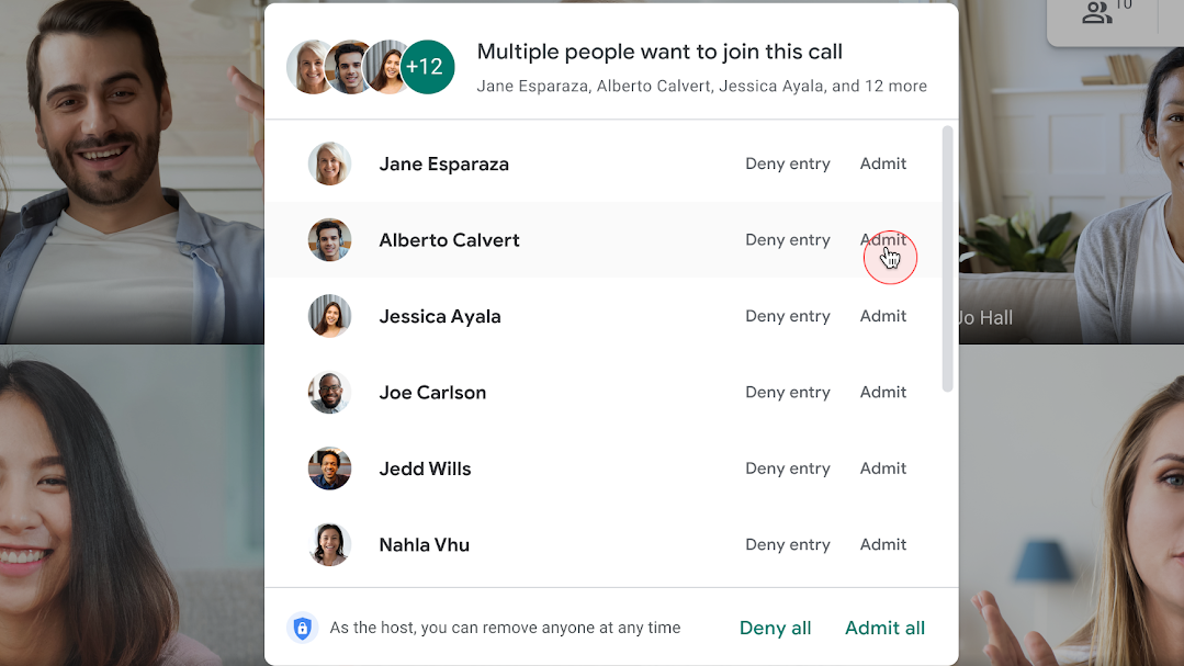 Google Meet now lets you bulk admit people to calls, getting things going fast