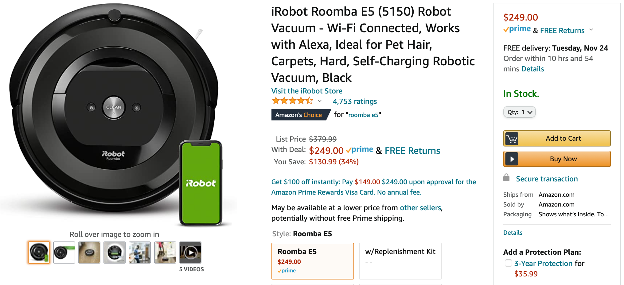 Pick up a Roomba E5 smart vacuum for just 250 from Amazon (50 off)
