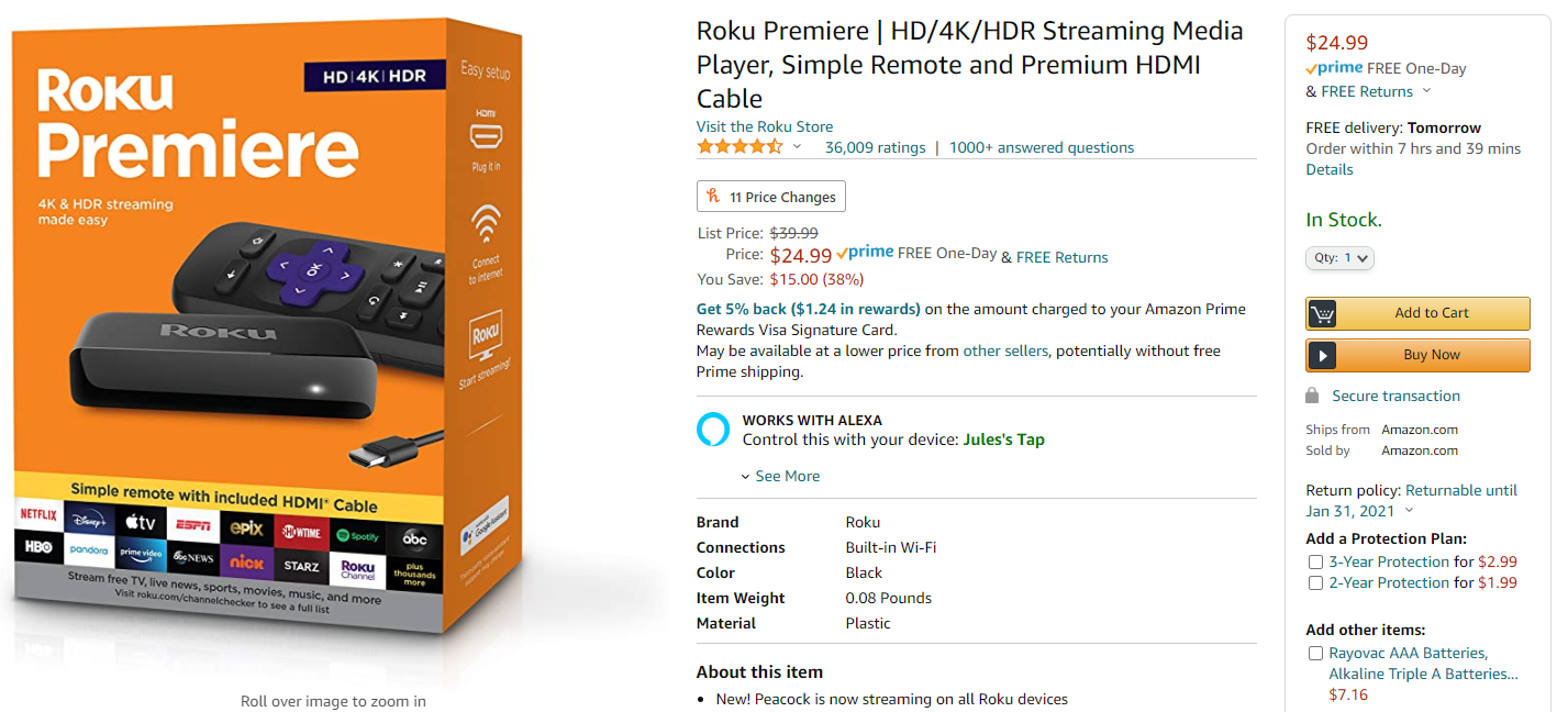 Roku Premiere 4K streaming box hits its lowest price of $25 ($15 off)