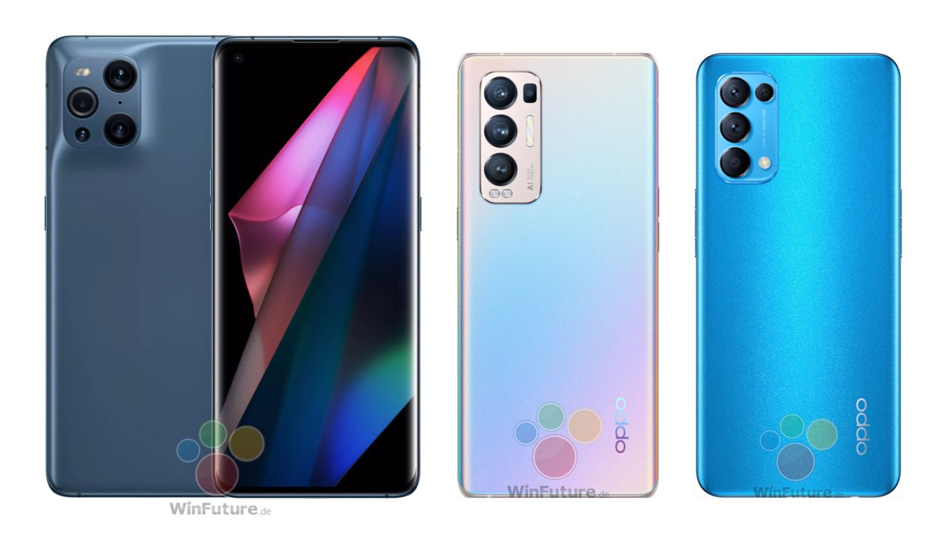 Oppo Find X3 Pro, X3 Neo, and X3 Lite photos and full specs leak 