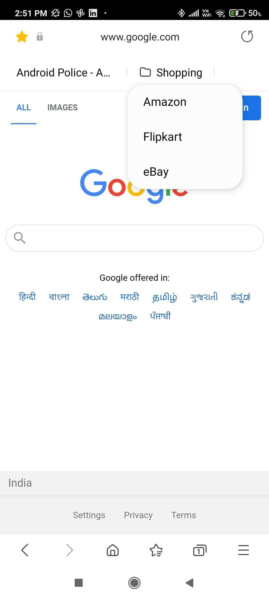 Here's how to add a bookmark bar to the Samsung browser