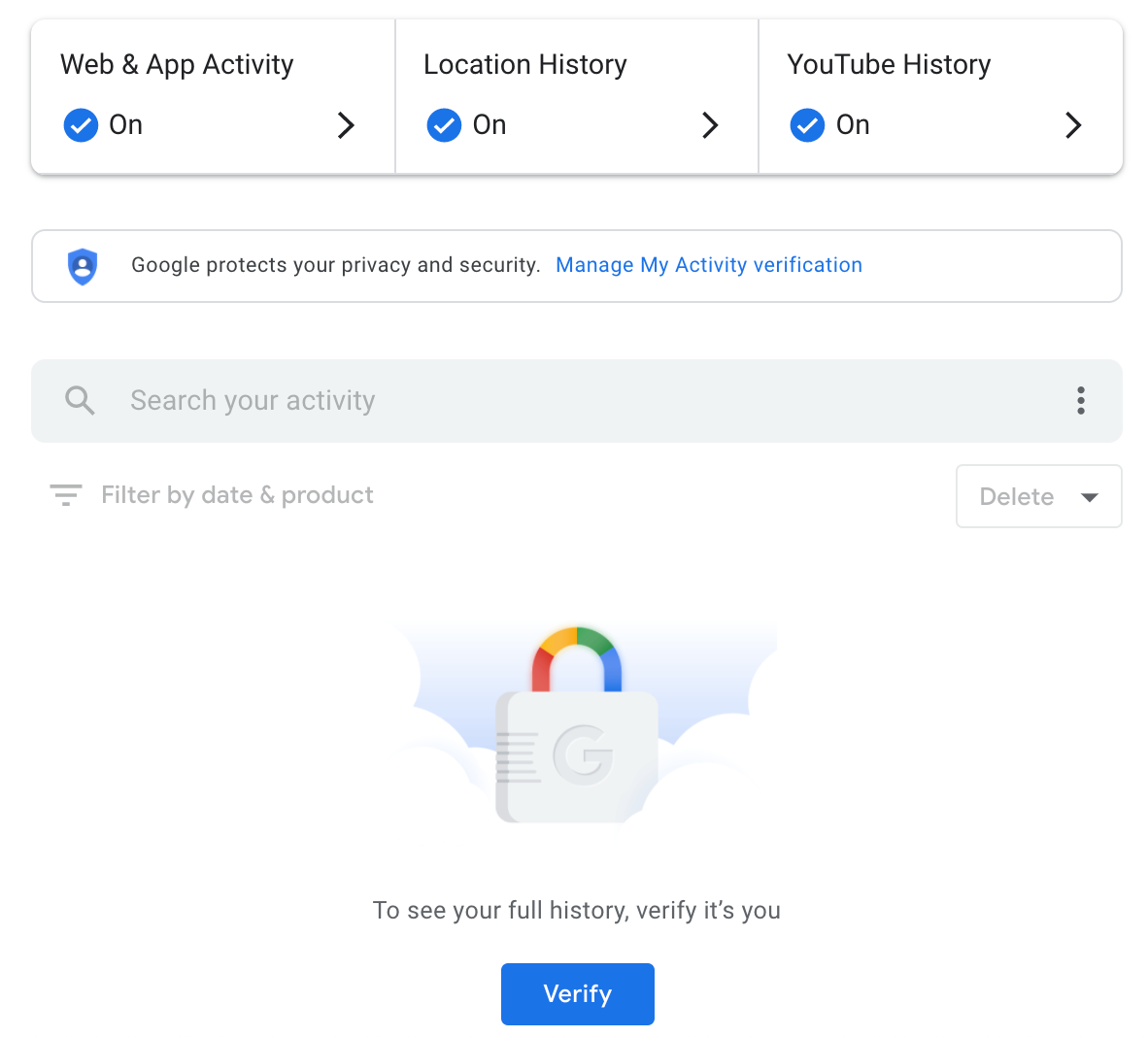 You can now password-protect your Google account's My Activity history