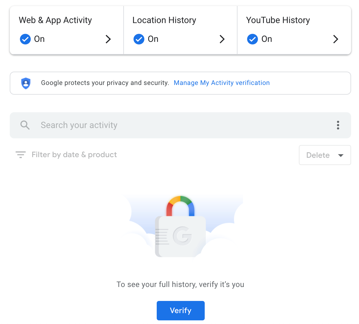 You can now passwordprotect your Google account's My Activity history