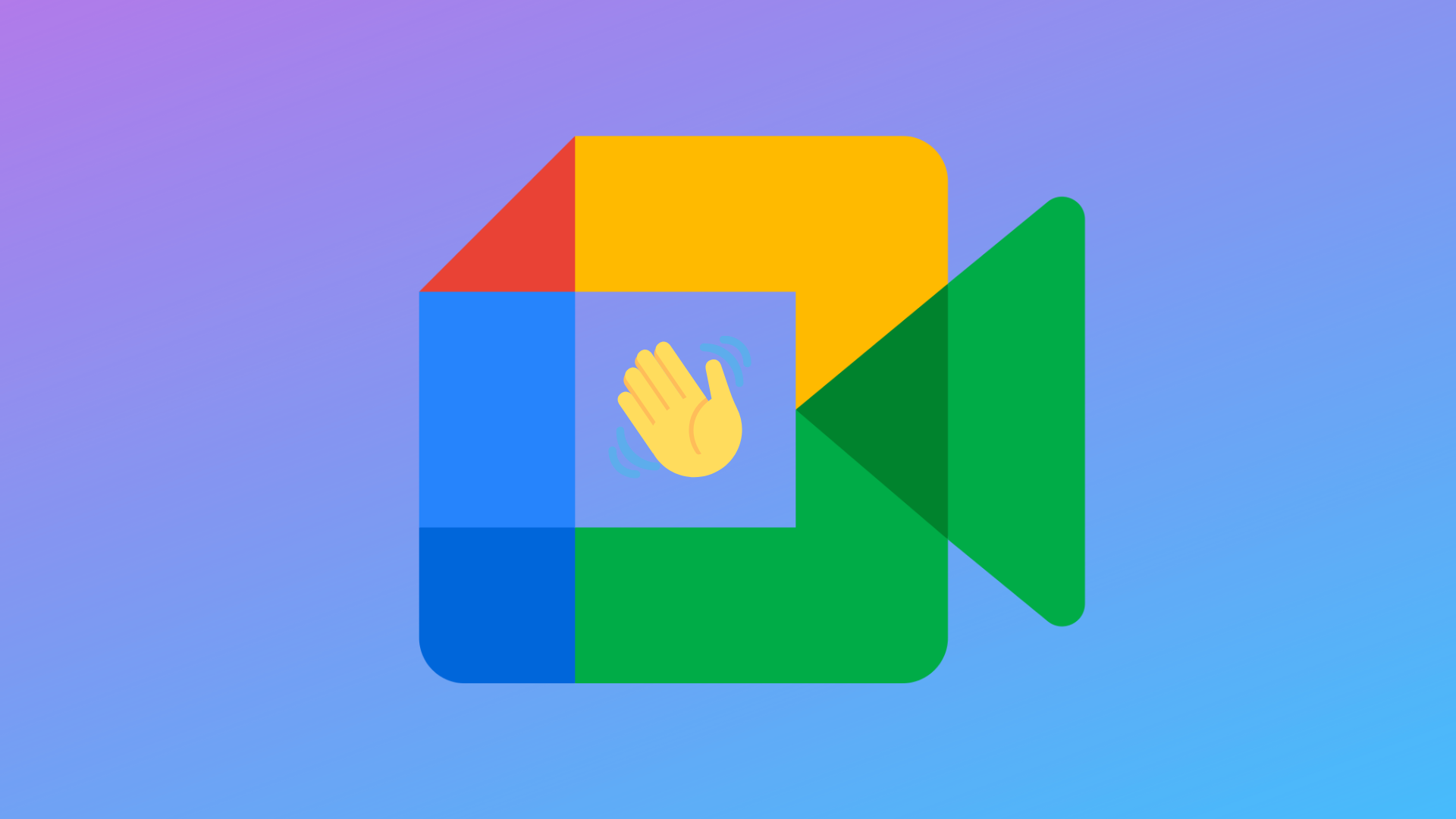 Google Meet logo with a raised hand in the middle