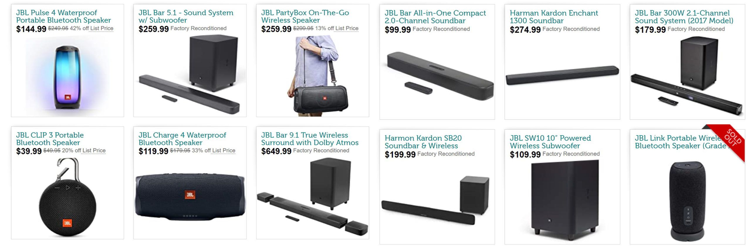 discounted JBL speakers, today 
