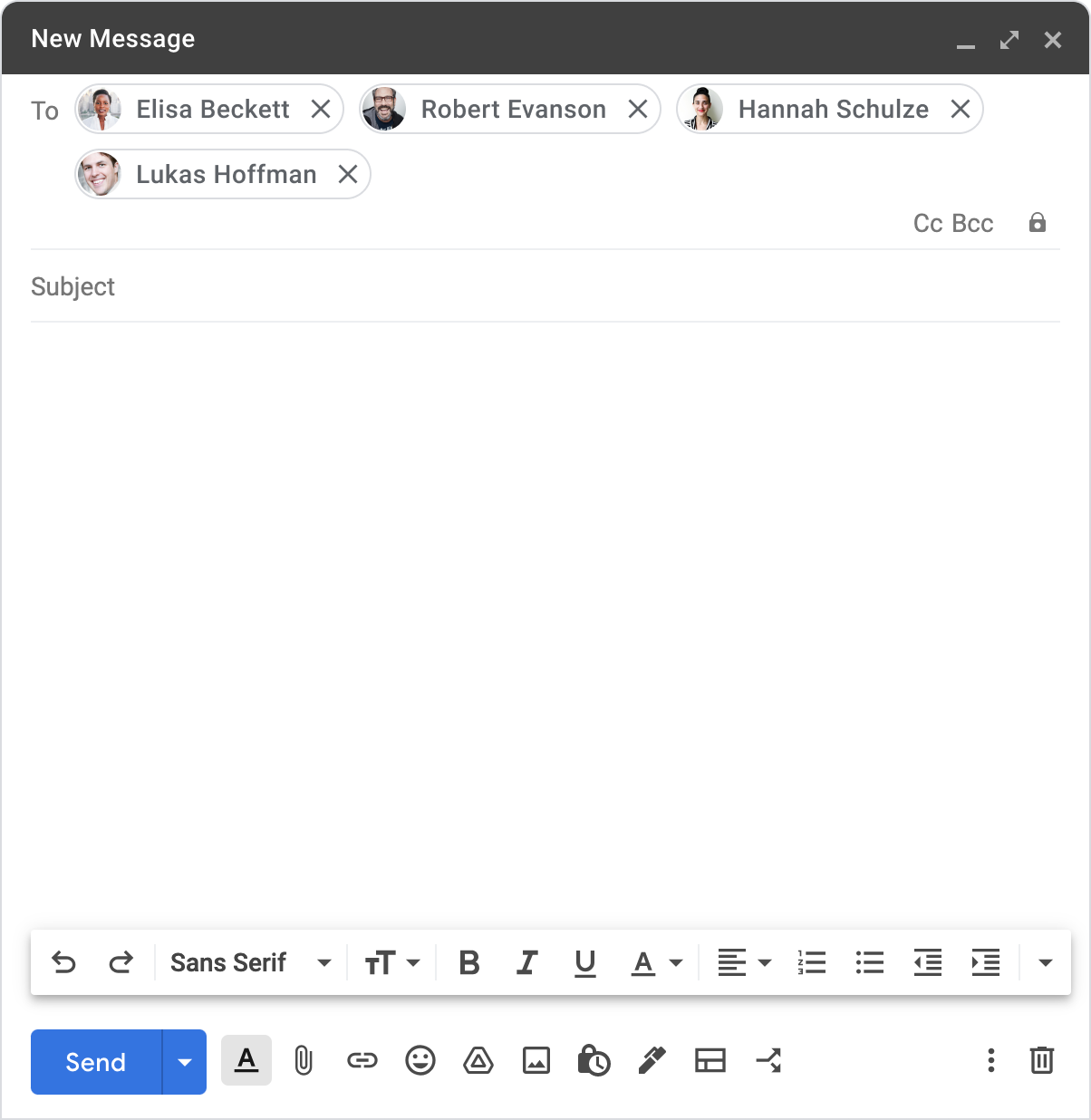 Gmail New people chips and avatars