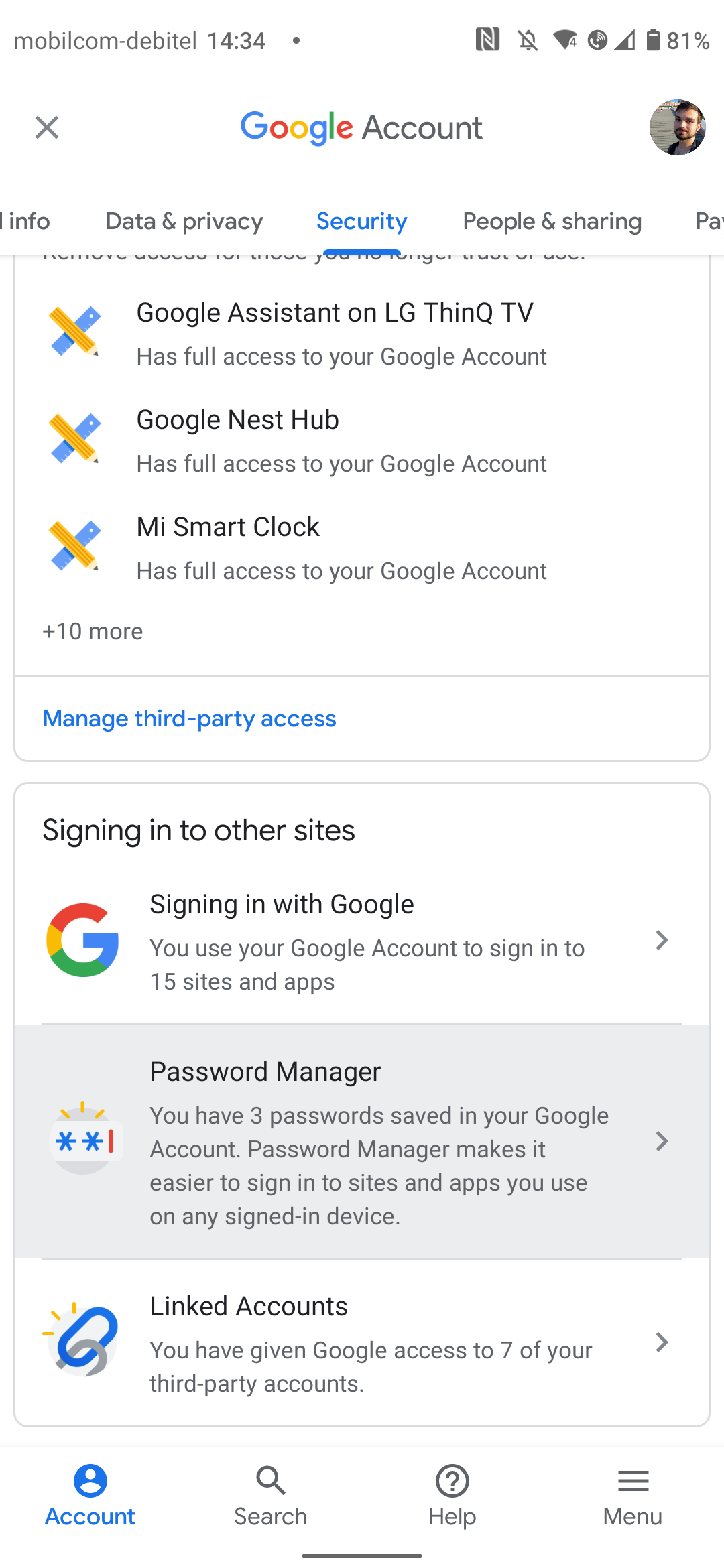 Google password manager