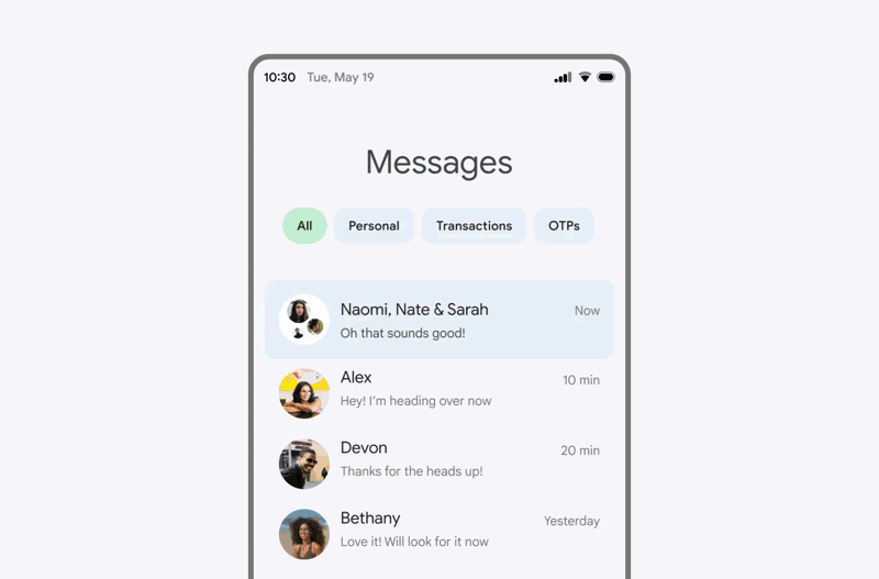 viestit Android 12l anim