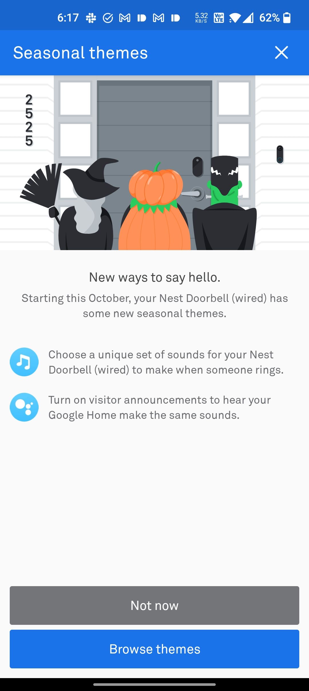 You can now start using Nest Doorbell’s seasonal Halloween chimes