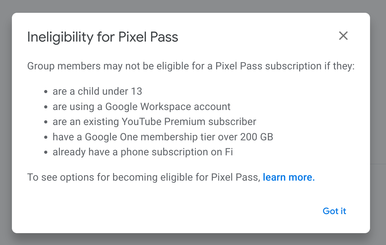 Pixel Pass eligibility