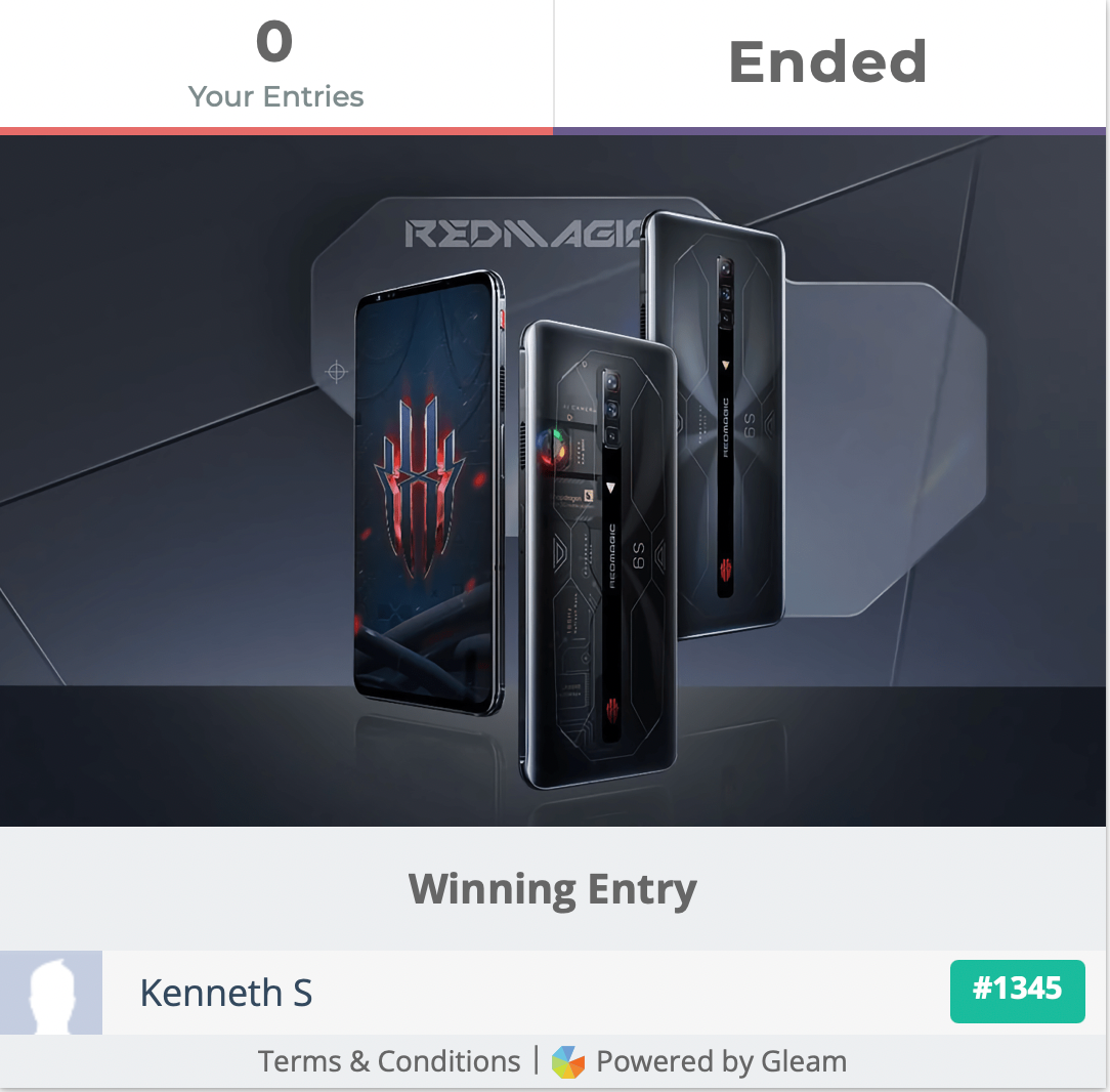Red Magic 6S Pro Giveaway Winner Widget