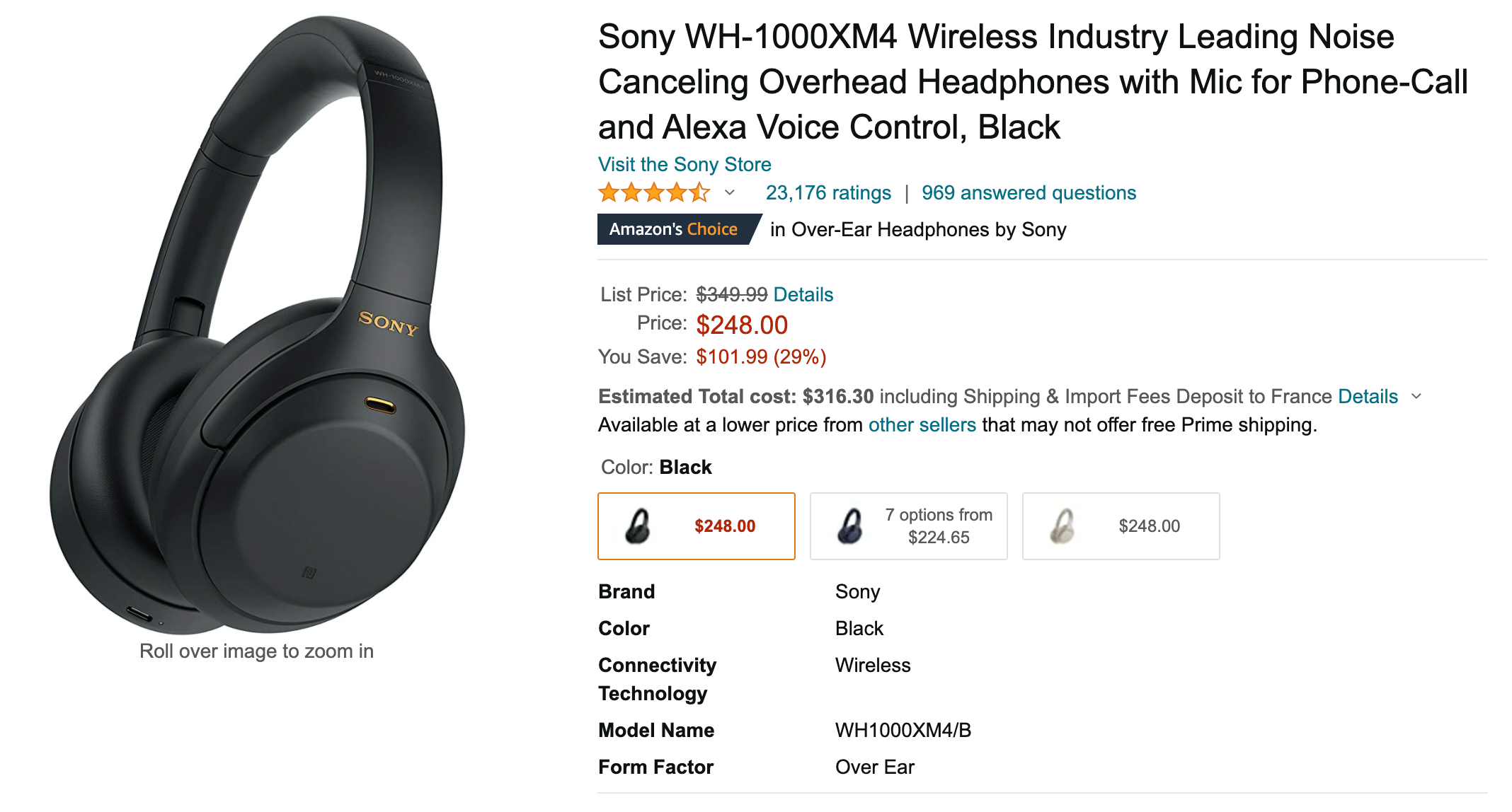 The class-leading Sony WH-1000XM4 headphones hit a new low at just $248