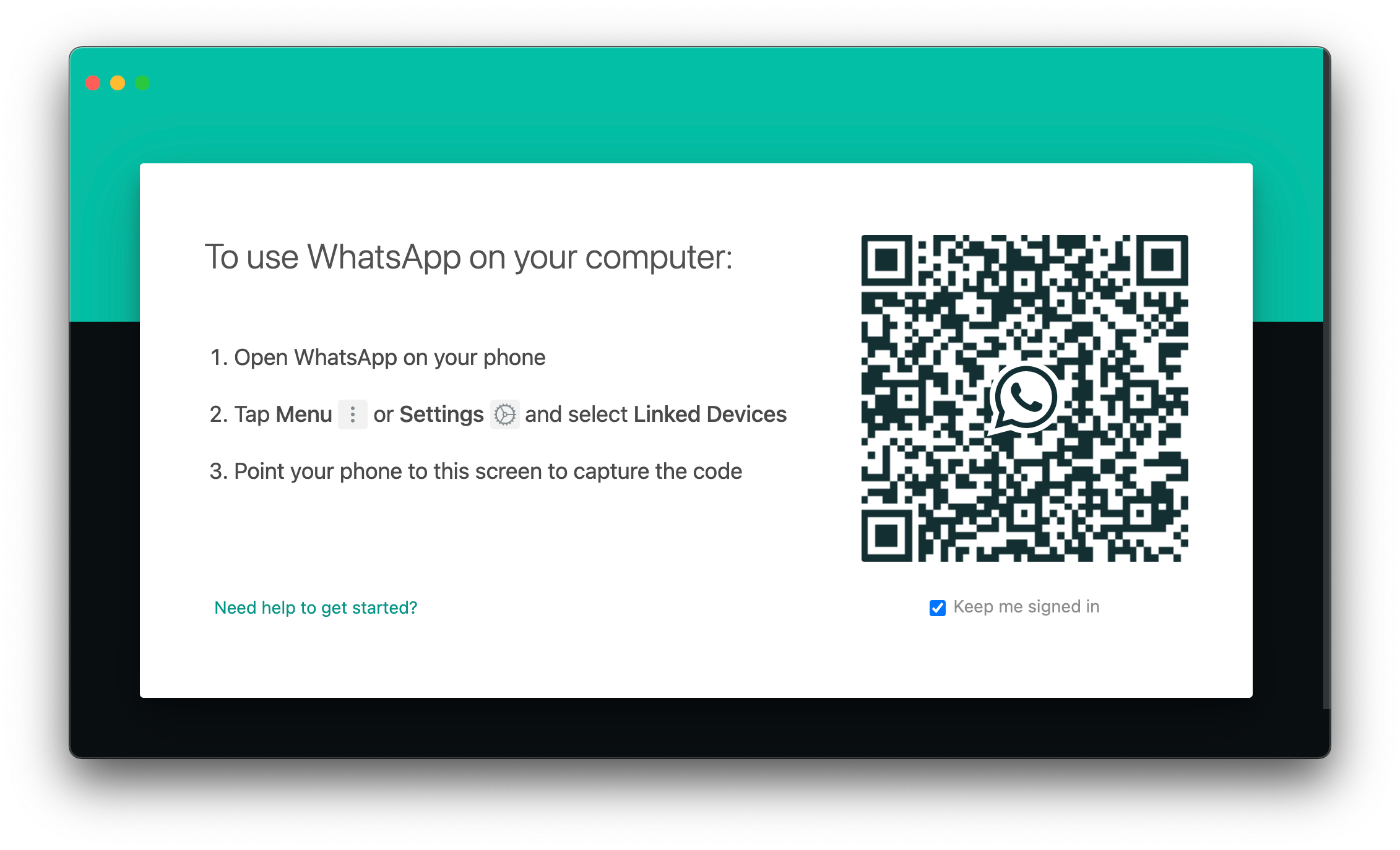 Scan QR code on WhatsApp desktop
