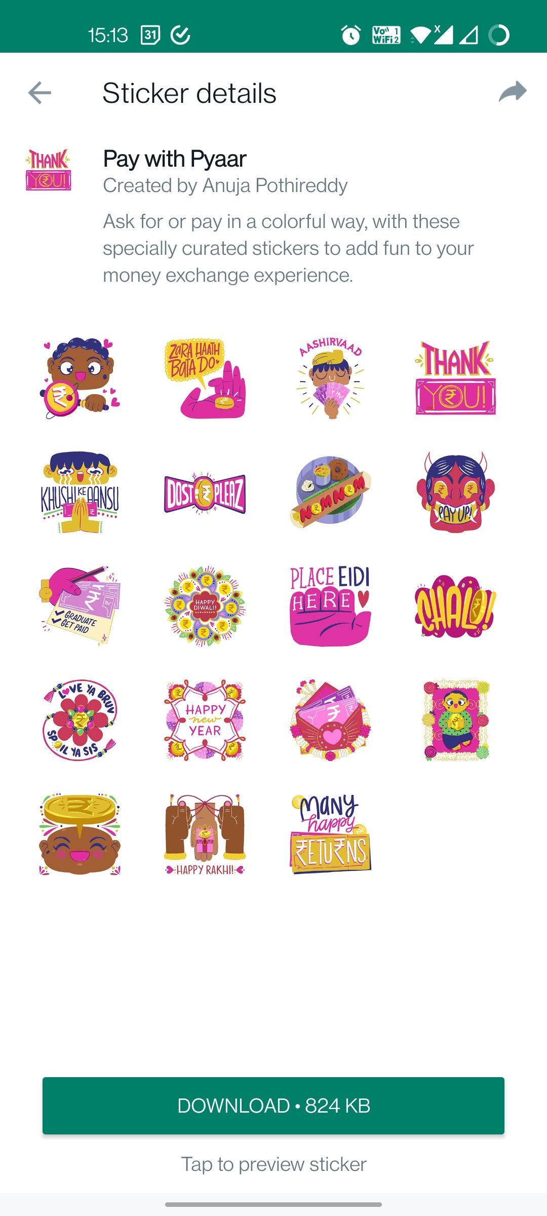 WhatsApp adds colorful sticker packs to push its payment service in India