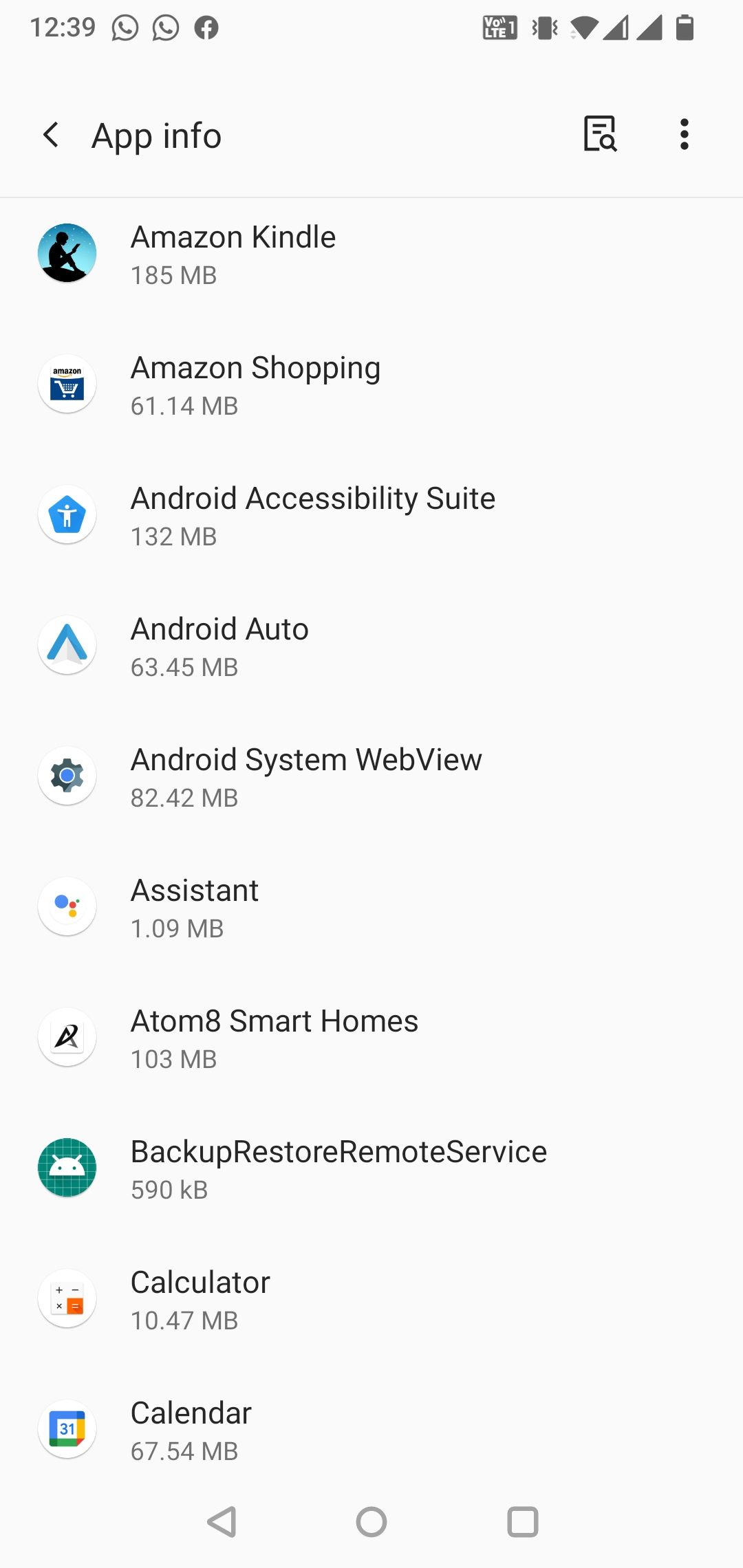 Screenshot shows the apps page in settings for OnePlus phones.