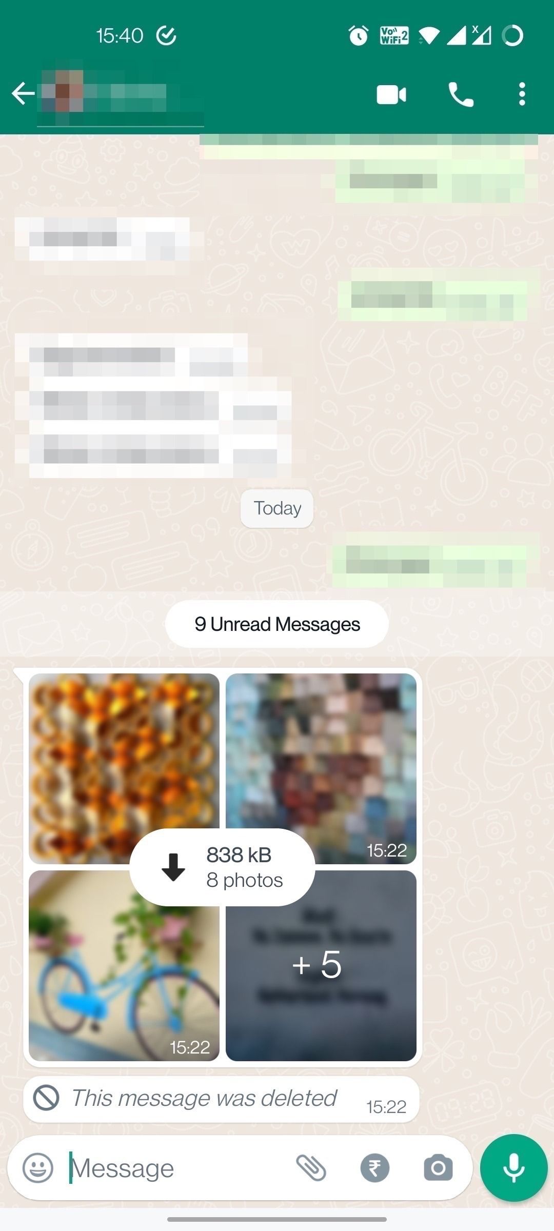 WhatsApp chat showing undownloaded media