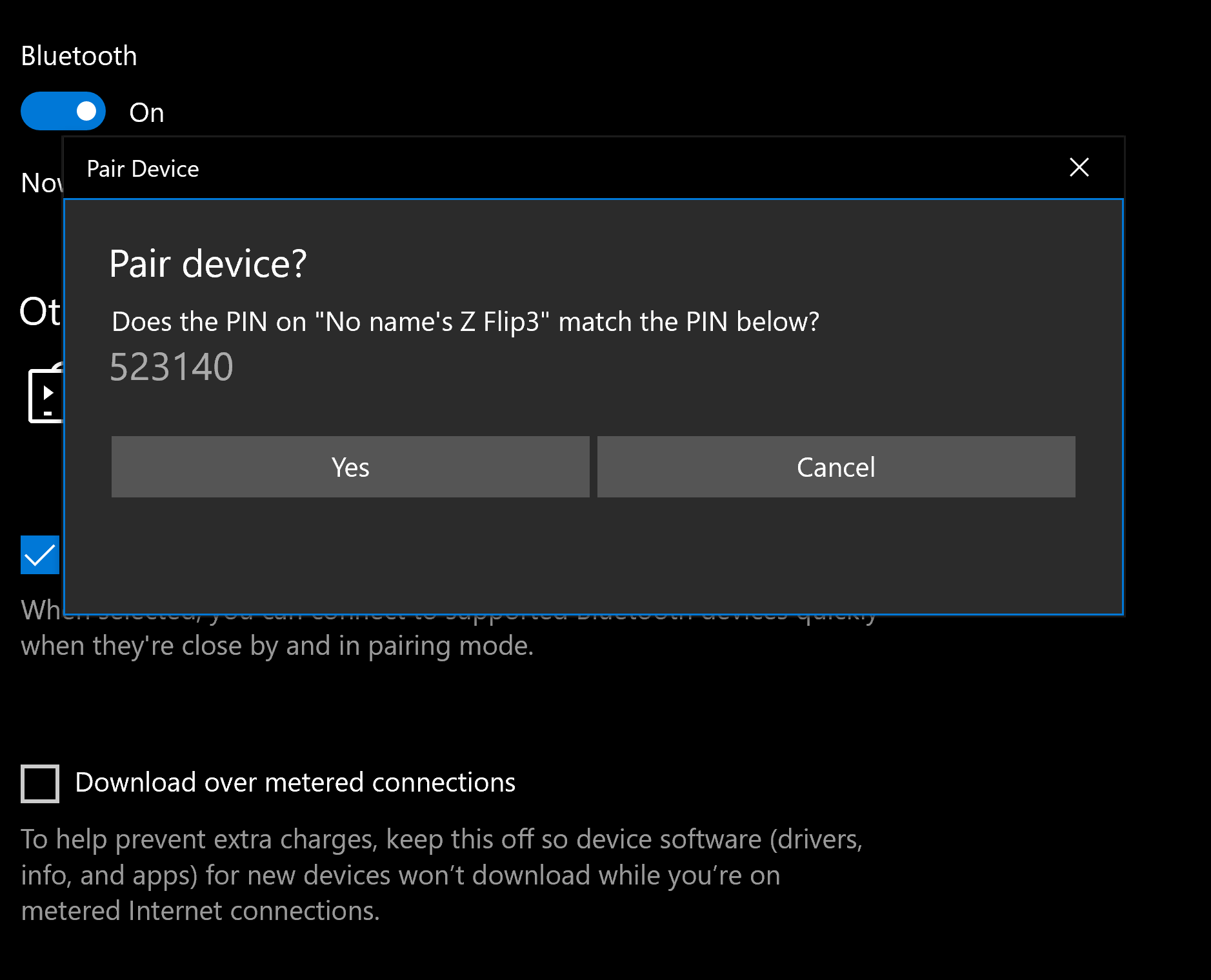 Pair a device to Windows via Bluetooth