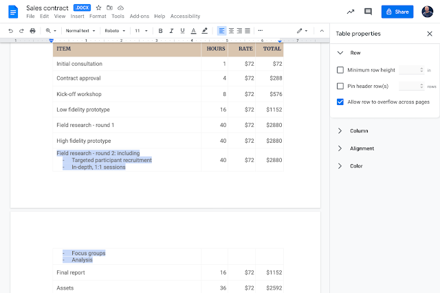 Tables in Google Docs are becoming less of a headache to edit