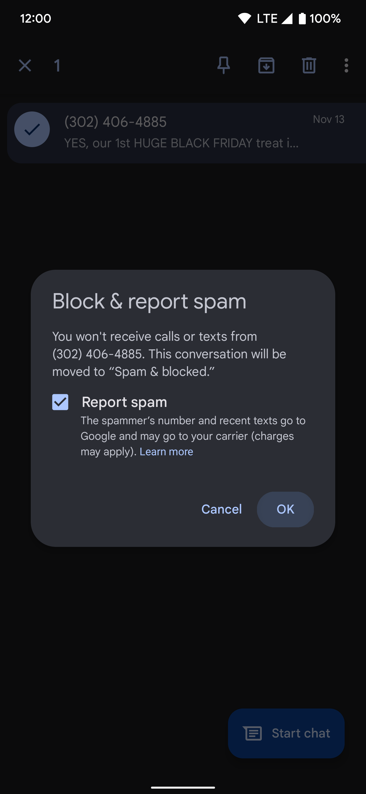 pixel phone block and report spam window