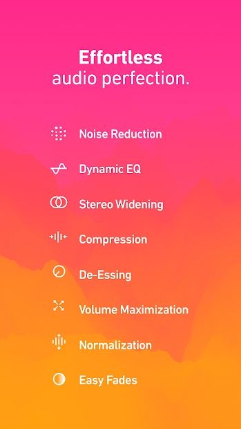 halaman yang mencantumkan fitur peningkatan audio dari Dolby On.  Pengurangan noise, EQ dinamis, pelebaran stereo, kompresi, de-essing, maksimalisasi volume, normalisasi, pemudaran mudah.