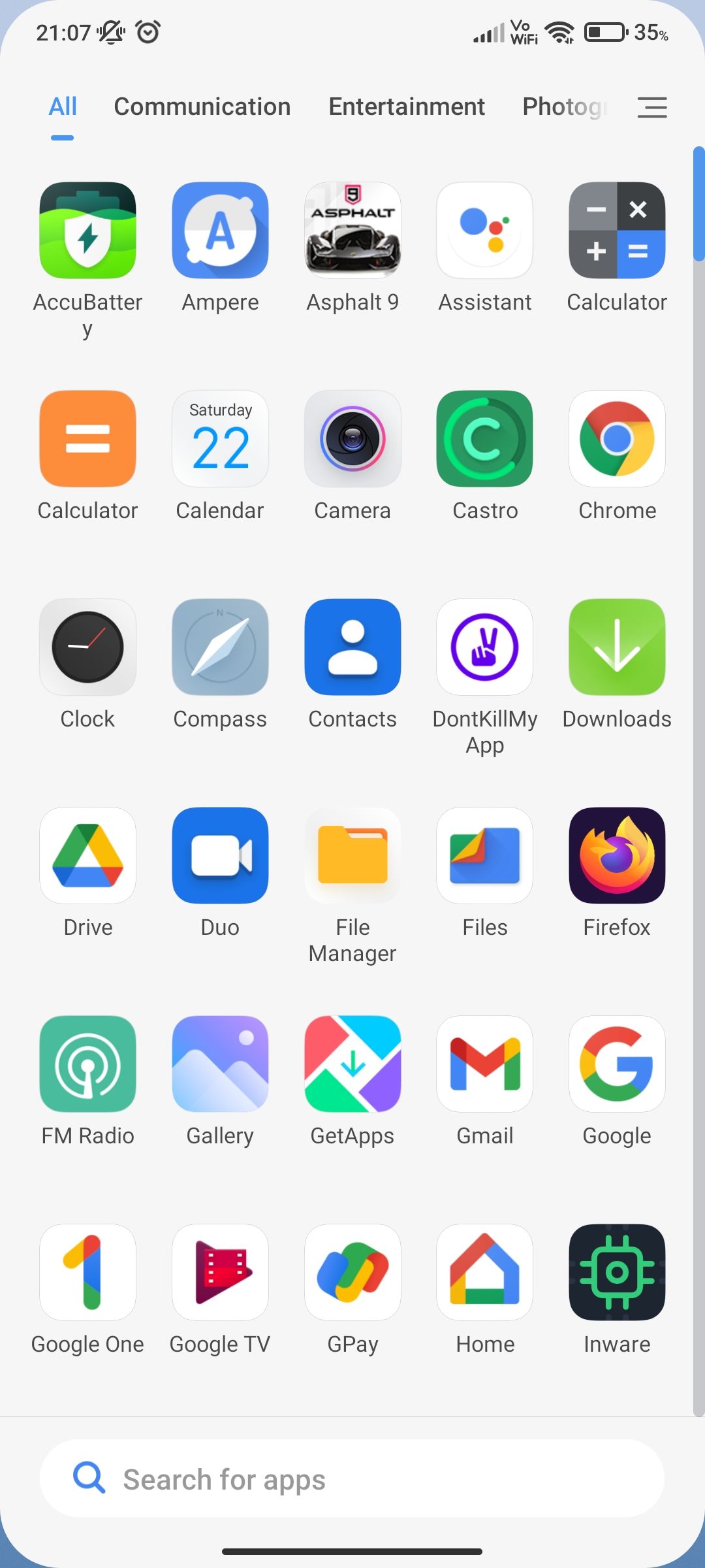 Xiaomi 11i 5G app drawer