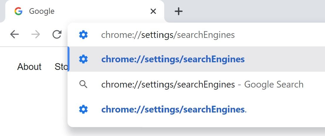 Using a custom search engine in Google Chrome