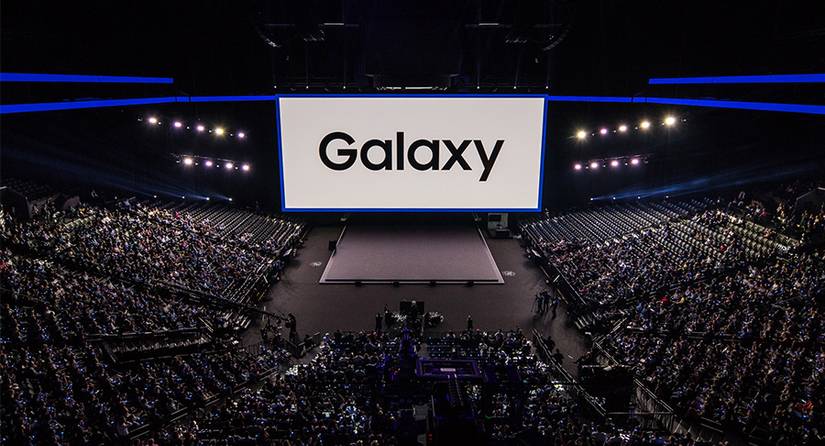 The crowd at the Galaxy Unpacked event