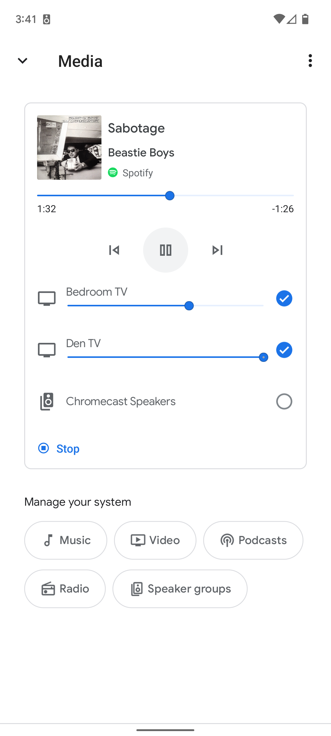 google home app screenshot showing volume controls