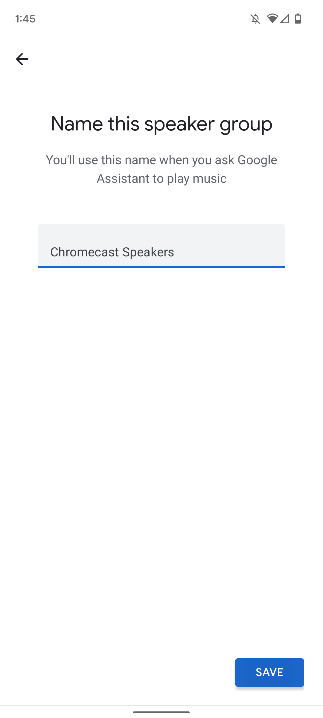 google home app screenshot showing field for entering a group name