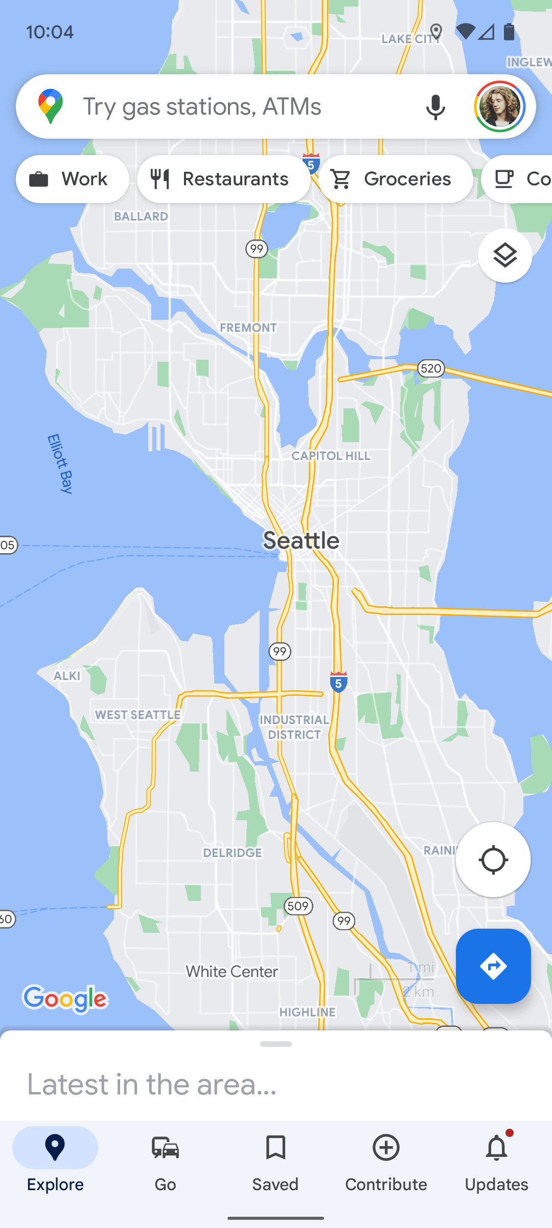 A screenshot of Google Maps showing Seattle.