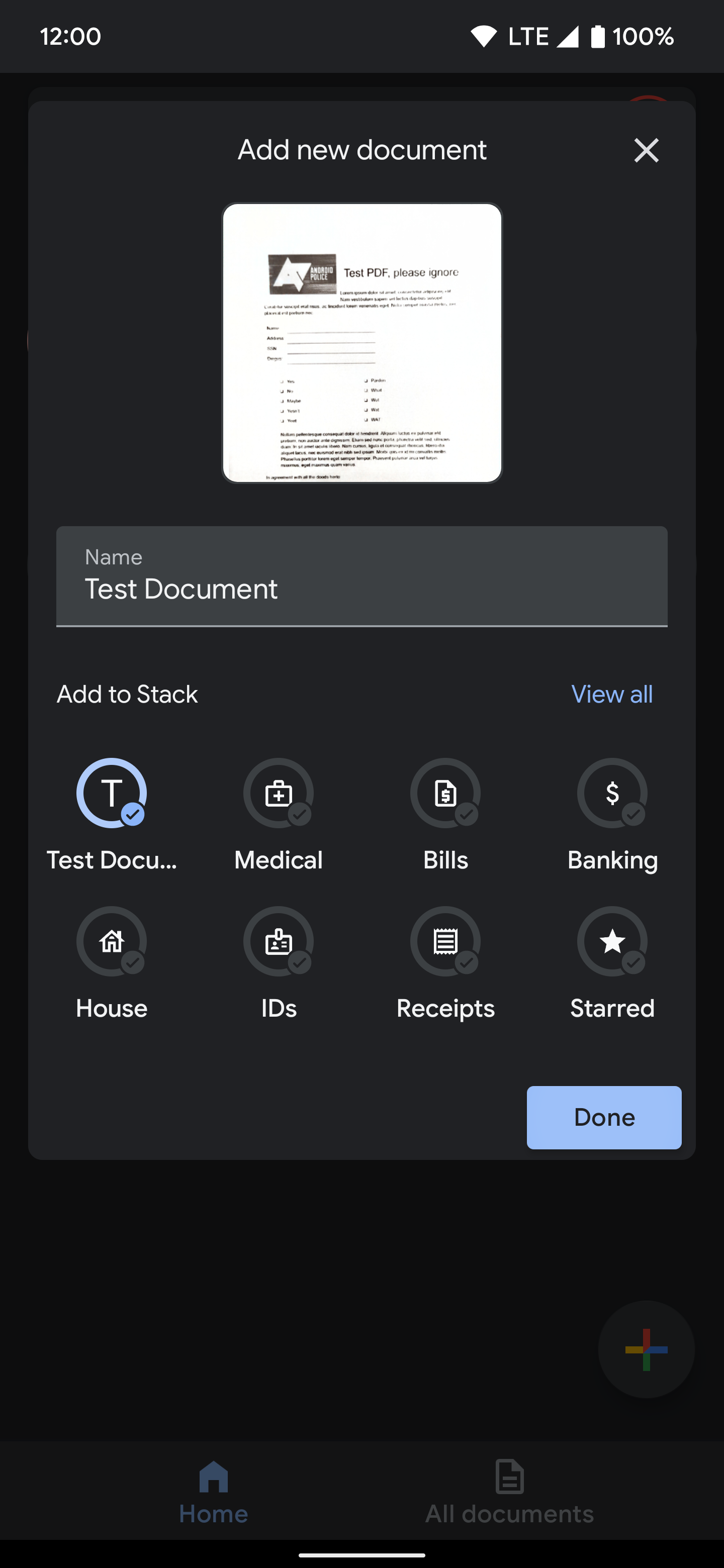 Give the scan a name and tap Done.