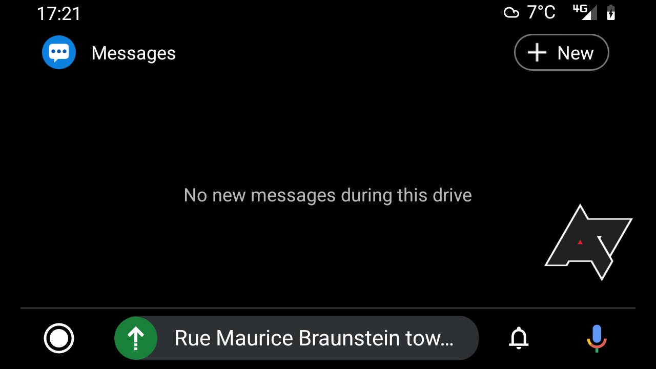 A screenshot of the Android Auto messages