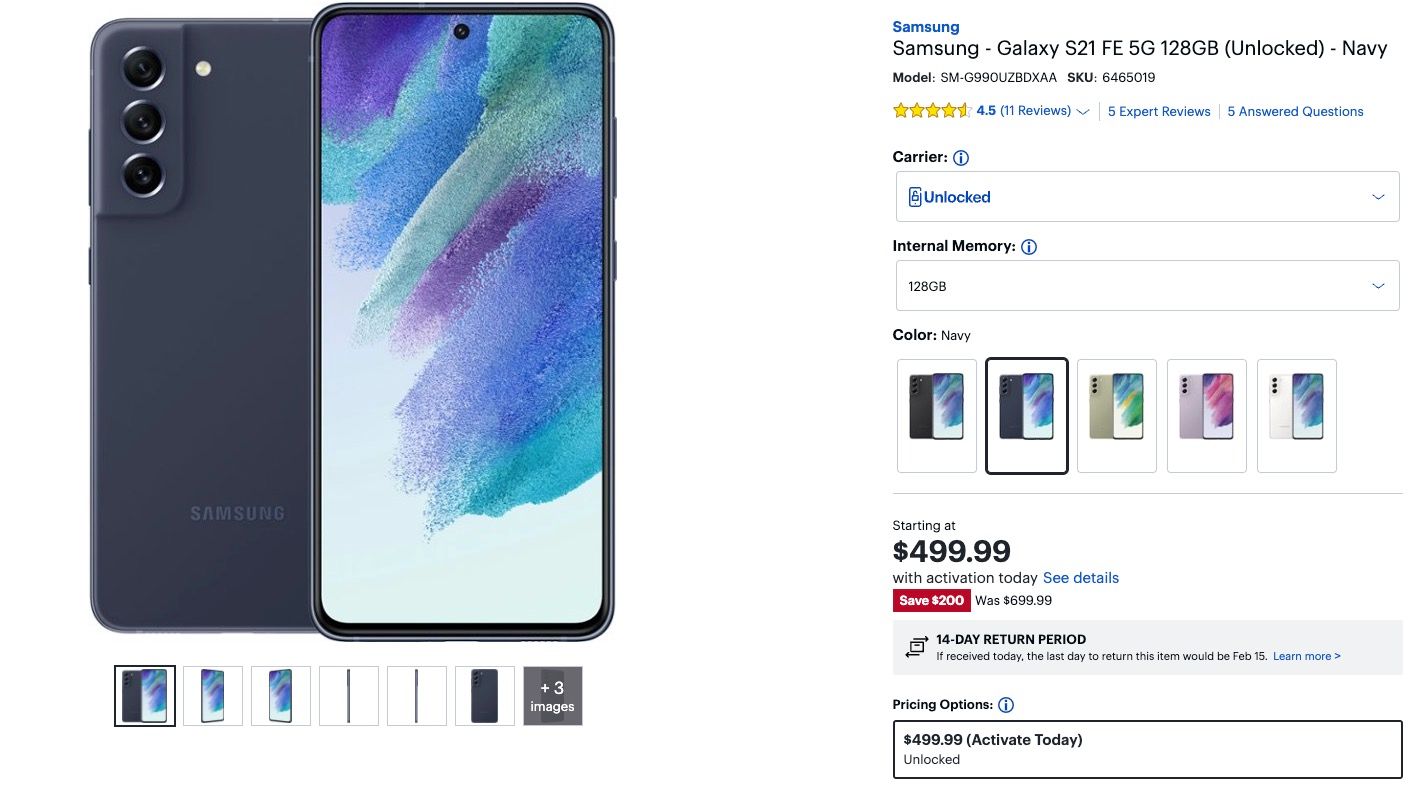 Best Buy Galaxy S21 FE deal