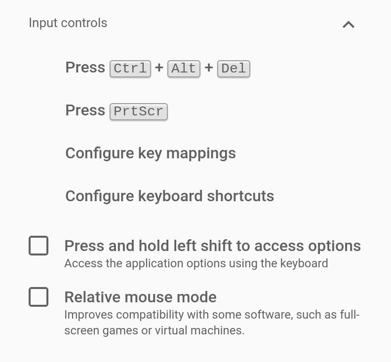 Chrome Remote Desktop Input controls