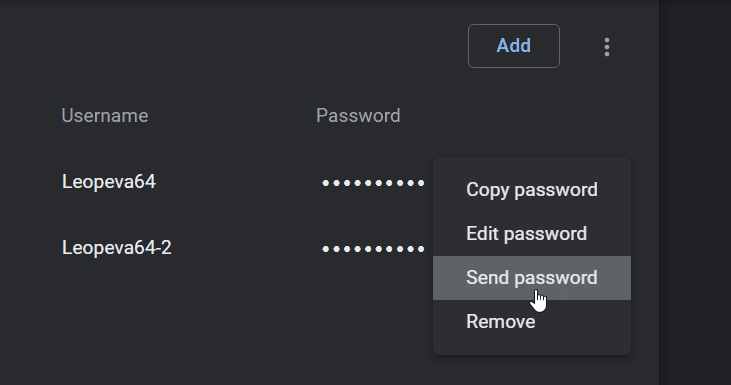 Chrome Send Password