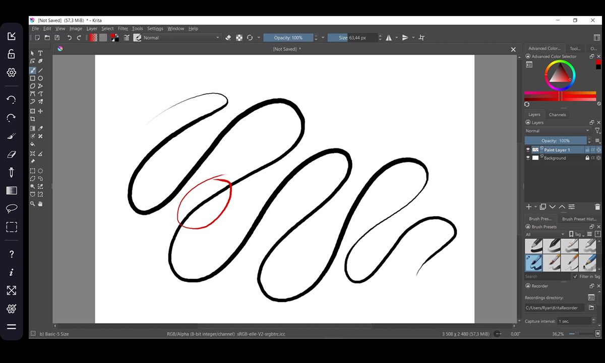 The lines while drawing in with EasyCanvas may be a bit more wobbly
