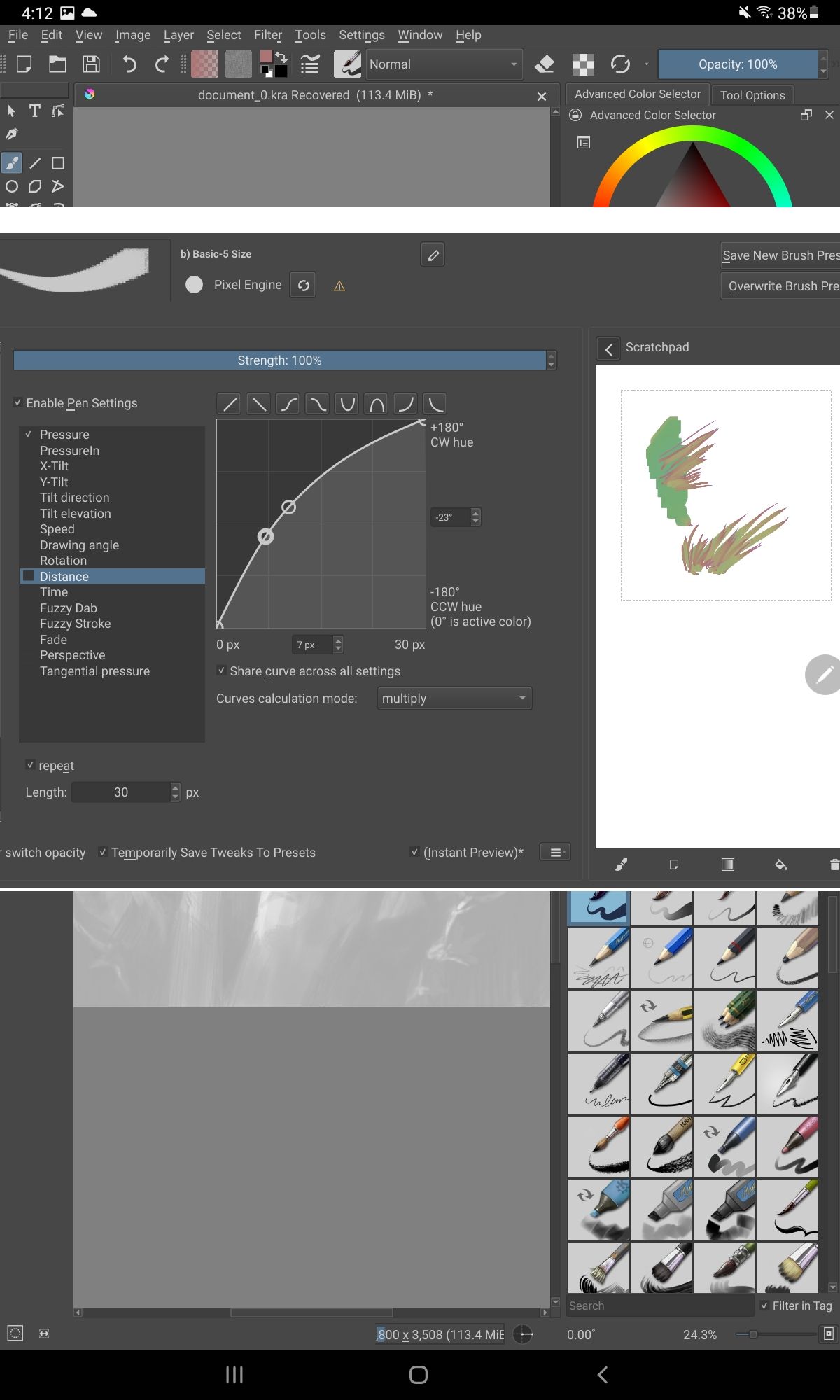 Customize your brushes in funs ways on the Krita Android and ChromeOS app. 