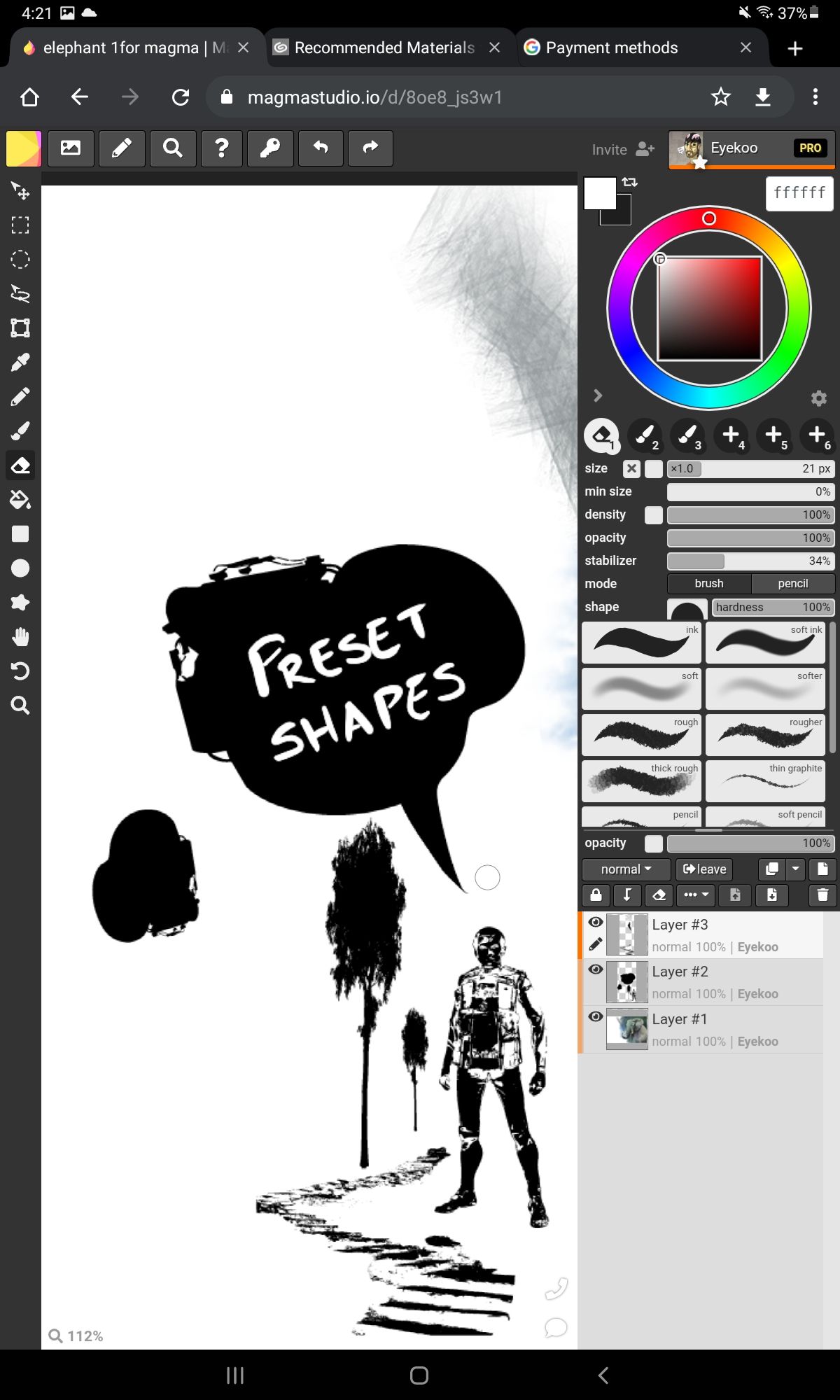 Preset shapes to add into your drawings on Magma Studio.