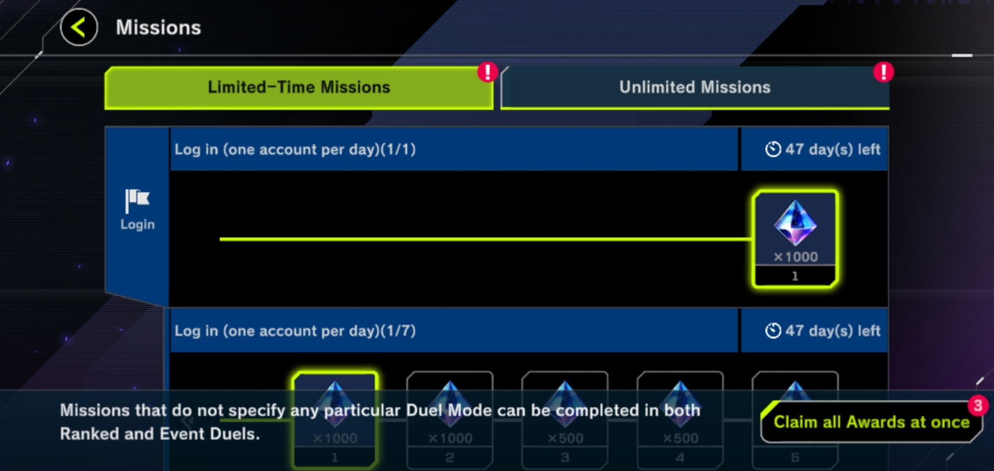 Claiming your mission rewards